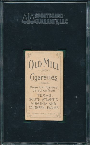 1909-1911 T206 Bill Cranston Old Mill Cigarettes SGC A