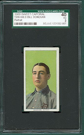 1909-1911 T206 Bill Donovan, Portrait Sweet Caporal Cigarettes SGC 40
