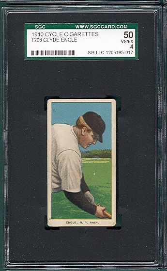 1909-1911 T206 Clyde Engle Cycle Cigarettes SGC 50 *Only 6 Graded*
