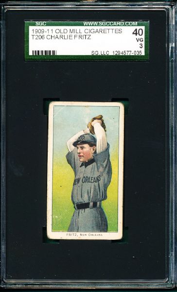 1909-1911 T206 Charlie Fritz Old Mill Cigarettes SGC 40