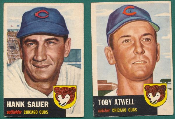 1953 Topps Chicago Cubs 7 Card Lot 