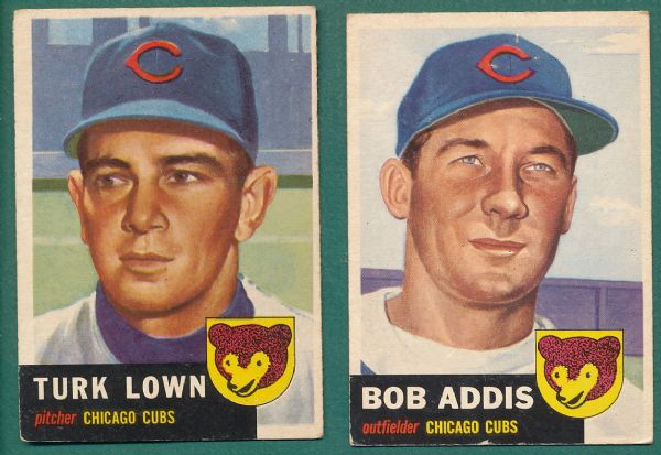 1953 Topps Chicago Cubs 6 Card Lot