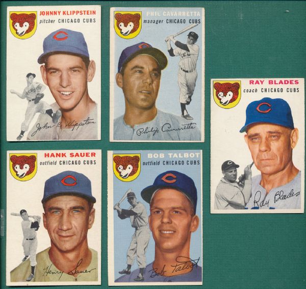 1954 Topps Chicago Cubs 5 Card Lot