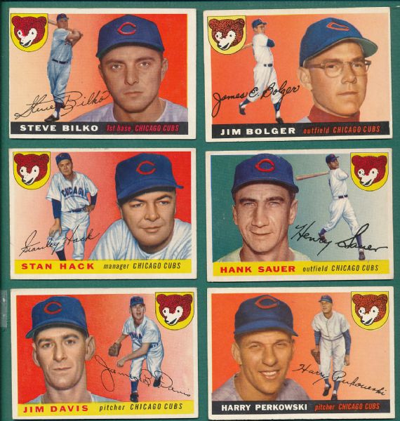 1955 Topps Chicago Cubs 6 Card Lot
