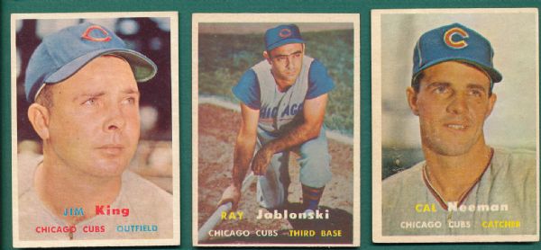 1957 Topps Chicago Cubs 4 Card Lot 