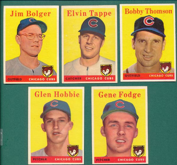 1958 Topps Chicago Cubs 12 Card Lot