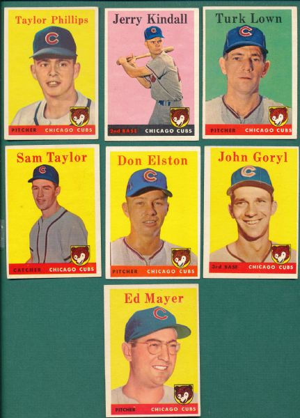 1958 Topps Chicago Cubs 12 Card Lot
