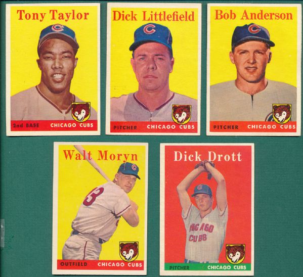 1958 Topps Chicago Cubs 12 Card Lot W/Team Card SGC 84