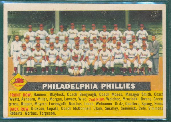 1956 Topps Philadelphia Phillies Team Card  2 Variations  