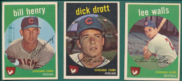 1959 Topps Chicago Cubs 12 Card Lot W/ #147 Cubs Clubbers SGC 80