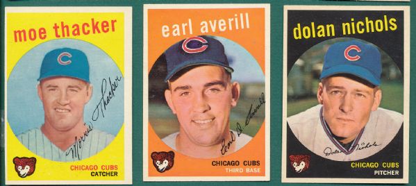 1959 Topps Chicago Cubs 12 Card Lot W/ #147 Cubs Clubbers SGC 80