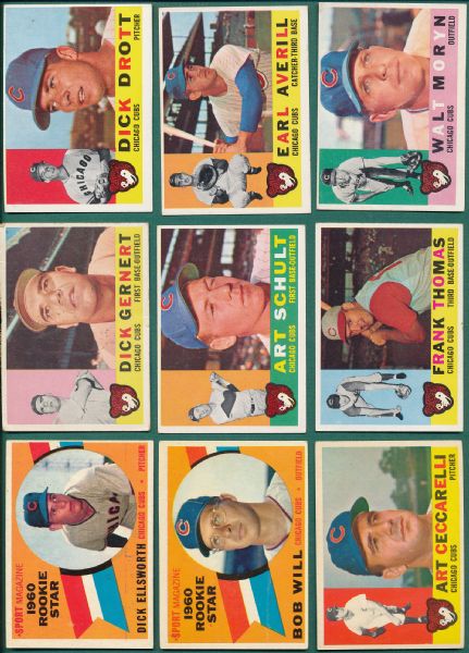 1960 Topps Chicago Cubs 28 Card Lot w/Richie Ashburn