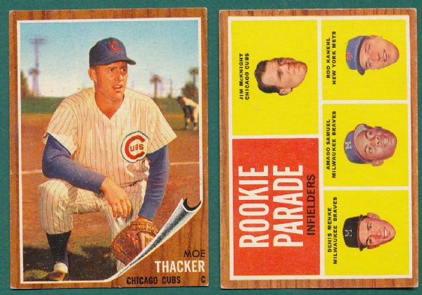 1962 Topps Chicago Cubs Hi Grade Lot W/Hi#s 5 Card Lot