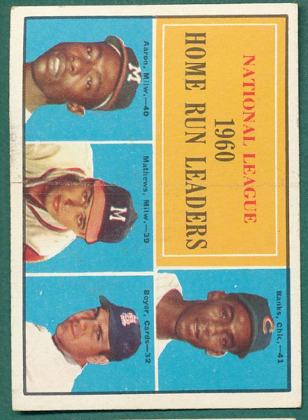 1961 Topps #43 #485 Ernie Banks 2 Card Lot