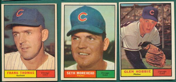 1961 Topps Chicago Cubs 18 Card Lot W/Richie Ashburn & High Grade Cards