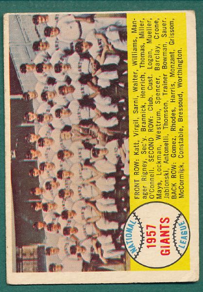 1958 Topps #19 Giants & #71 Dodgers Team Cards