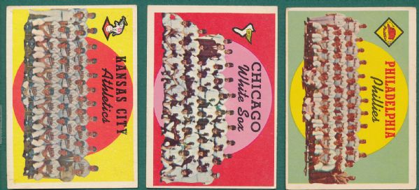 1959 Topps Team Card Lot of 6