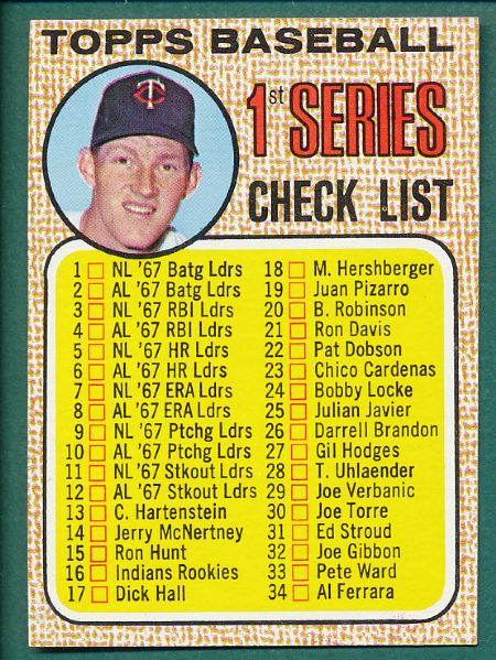 1968 Topps Checklist Complete With Variation 11 Card Lot