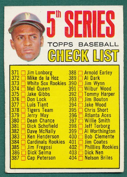 1967 Topps Complete Checklist Subset With Variations *Mantle*