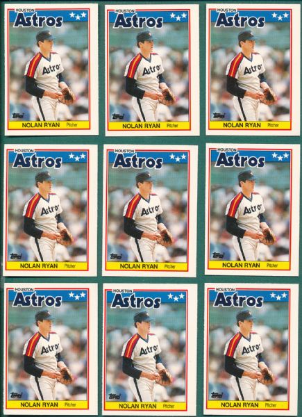 1988 Topps American Baseball Nolan Ryan 9 Card Lot