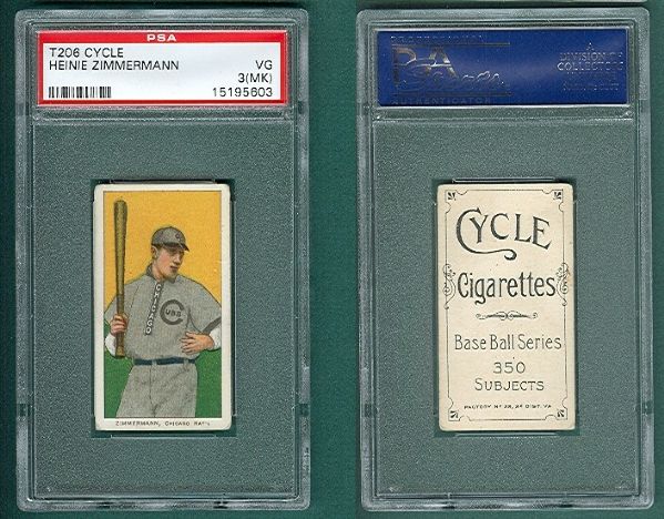 1909-1911 T206 Zimmerman Cycle Cigarettes PSA 3 (MK) *One of 2 Graded*