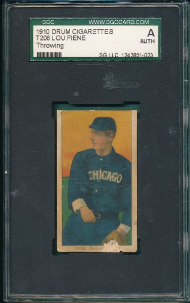 1909-1911 T206 Fiene, Pitching Drum Cigarettes SGC A *One of 3 Graded*