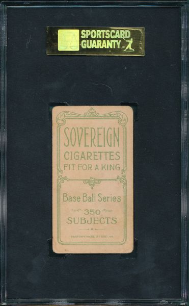 1909-1911 T206 Tim Jordan, Batting Sovereign Cigarettes SGC 40