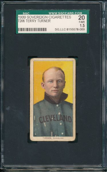 1909-1911 T206 Terry Turner Sovereign Cigarettes SGC 20