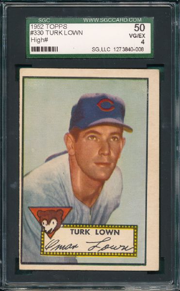 1952 Topps #330 Turk Lown,  SGC 50 Hi #