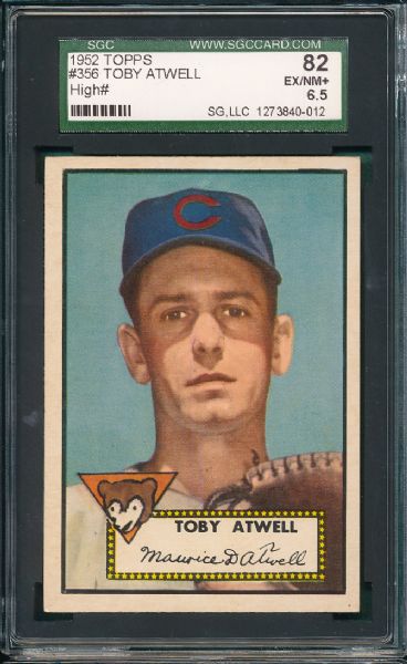1952 Topps #356 Toby Atwell,  SGC 82 Hi #
