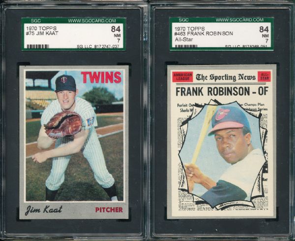 1970 Topps #75 Kaat & #463 Frank Robinson AS SGC 84
