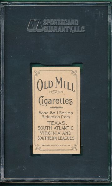 1909-1911 T206 Hooker, SLer, Old Mill Cigarettes SGC 84 *None Graded Higher*