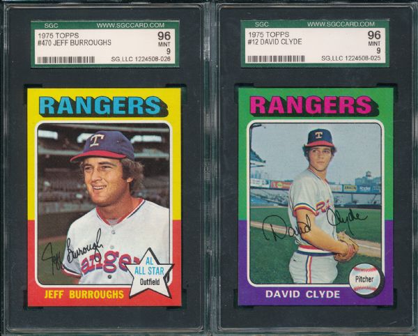 1975 Topps #470 Burroughs & #12 Clyde (2) Card Lot SGC 96 *Mint*