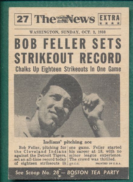 1954 Topps #27 Bob Feller Strikeout King