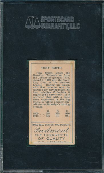 1911 T205 Smith Piedmont Cigarettes SGC 50