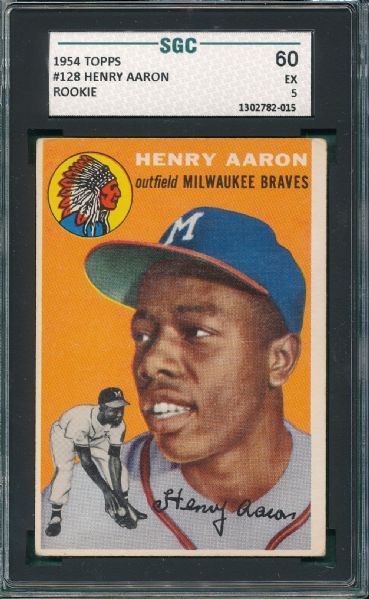1954 Topps #128 Hank Aaron SGC 60 *Rookie*