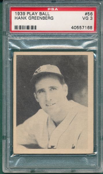 1939 Play Ball #56 Hank Greenberg PSA 3