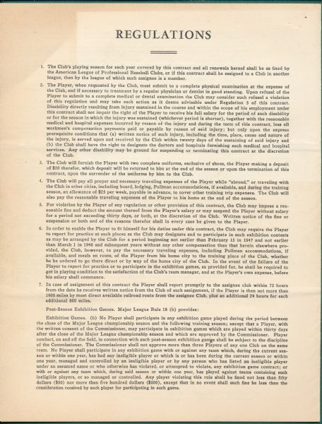 1955 American League Players Contract for James Dyck, Signed