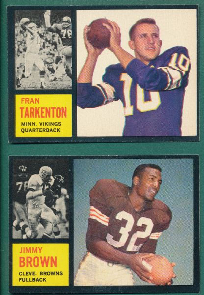 1962 Topps Football Near Set (169/176) W/ Tarkenton, Rookie