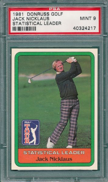 1981 Donruss Golf Jack Nicklaus, Statistical Leaders PSA 9