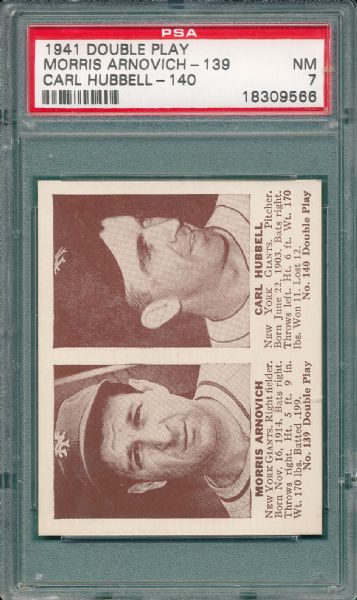 1941 Double Play 139/140 Arnovich/Hubbell PSA 7