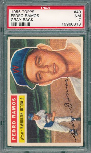 1956 Topps #49 & #75 Nationals (2) Card Lot PSA 7