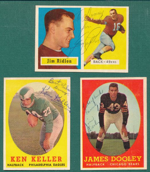 1957, 58 Topps FB Signed Cards & 1955 Bowman #35 Veryl Switzer SGC (5) Card Lot *Autograph*