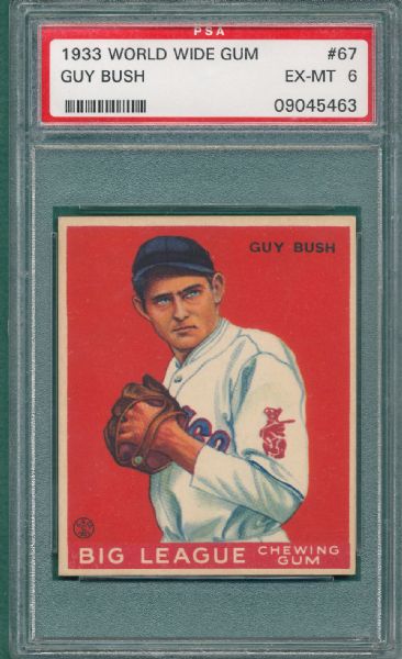 1933 World Wide Gum #67 Guy Bush PSA 6