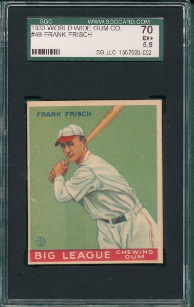 1933 World Wide Gum #49 Frank Frisch SGC 70