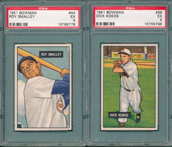 1951 Bowman #44, #49 & #68, (3) Card Lot PSA 5