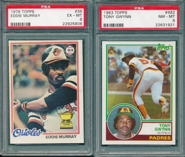 1978 Topps #036 Murray & 1983 #482 Tony Gwynn PSA (2) Card Rookie Lot