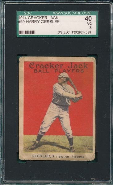 1914 Cracker Jack #59 Harry Gessler SGC 40 *Federal League*