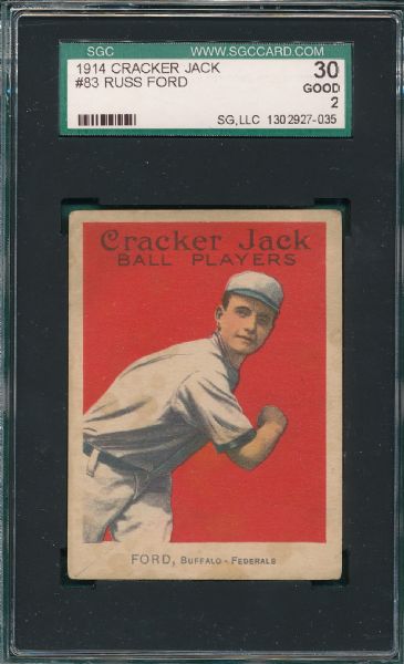 1914 Cracker Jack #83 Russ Ford SGC 30 *Federal League*