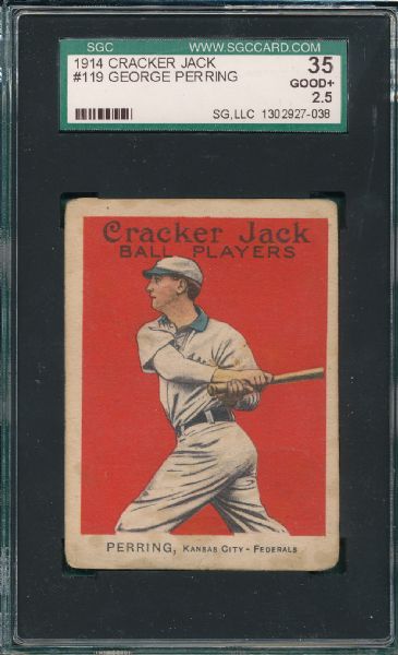 1914 Cracker Jack #119 George Perring SGC 35 *Federal League*